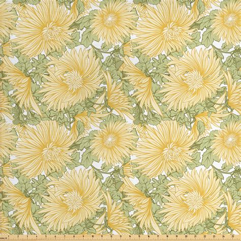 Japanese Fabric By The Yard Eastern Nature Floral Pattern With