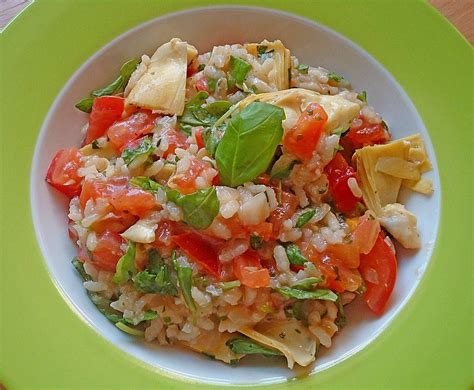 Gemüse Risotto mit Artischockenherzen Tomaten und Rucola von ManuGro