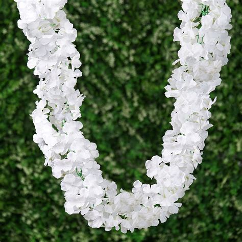 Efavormart 7 Ft White Silk Hydrangea Artificial Flower Garland Wedding