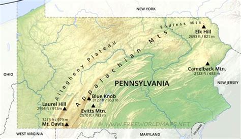 Physical Map Of Pennsylvania