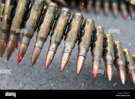 762x51mm Nato Ammunition Cartridge Belts For Mk44 Minigun Stock Photo