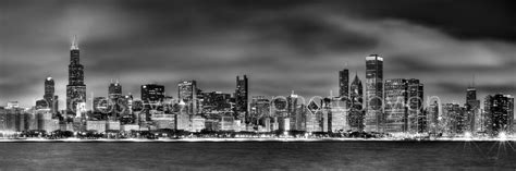 Free, fast shipping & returns on all orders top quality art papers & real wood frames framed, ready to hang out the box over 25,000 unique designs. Chicago Skyline 2015 Black & White BW at NIGHT Photo Print ...