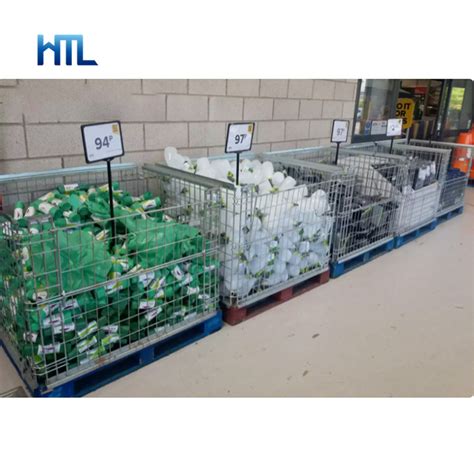 High Quality Industry Warehouse Storage Folding Steel Wire Pallet Basket China Wire Cage