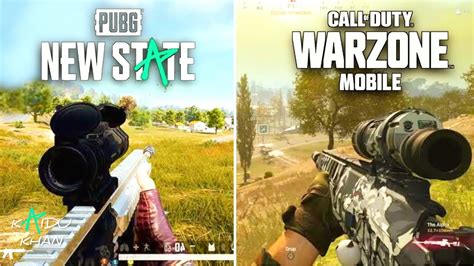 المقارنة الشاملة بين ببجي نيو ستيت و cod warzone mobile vs pubg new state full comparison youtube