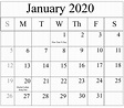 Free Blank January 2020 Calendar Printable PDF, Word, Excel