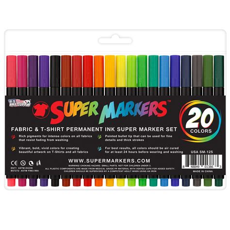 Super Markers 20 Color Premium Fabric And T Shirt Marker Set With Our