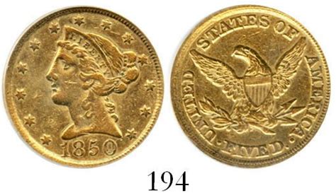 Usa Dahlonega Mint 5 Coronet Half Eagle 1850 D Weak D