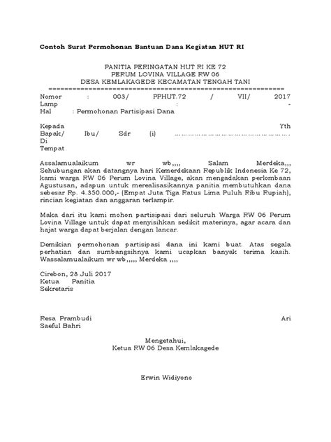 Contoh Surat Proposal Bantuan Dana 58 Koleksi Gambar