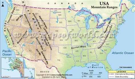 United States Mountain Ranges Map