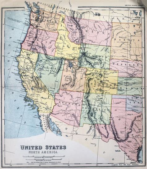 Antique Map Of Western States Of Usa Stock Photo Image Of Century