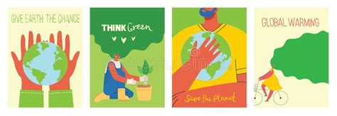 Vector Eco Illustration Cards For Social Poster Banner Or Card Of Saving The Planet Human