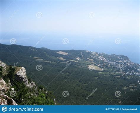 Aerial View Of Yalta City From Ai Petri Mountain In Crimea Stock Photo