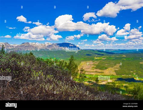 Beautiful Valley Landscape Panorama Norway Of Hydalen Hemsedal With