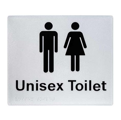 Unisex Toilet Braille Sign Silverblack • Tactile Systems Australia