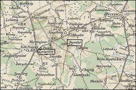 Major ghettos are marked with yellow stars. Map of the Polish Village of Dymki (Wielun Powiat) | Steve ...