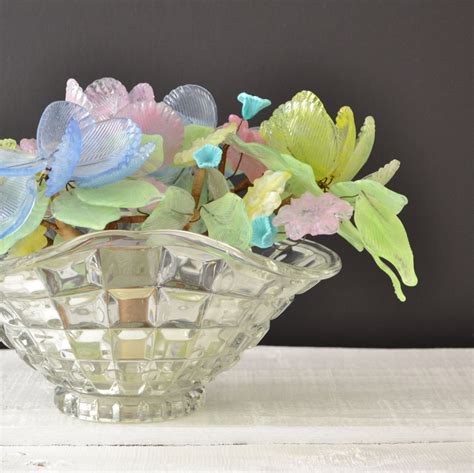 Vintage Glass Flower Bouquet Pastel Flowers Bohemian By Kolorize