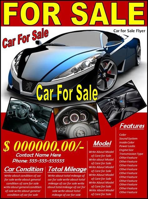 Car For Sale Flyer Template Free Formats Excel Word