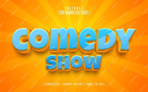 Premium Psd Comedy Show 3d Premium Editable Text Effect Style With