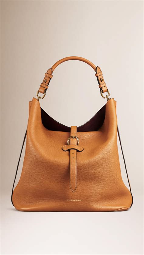 Burberry Large Buckle Detail Leather Hobo Bag In Brown Cognac Lyst
