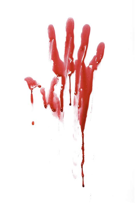 Bloody Handprint With Drip Pattern Isolated On A White Background
