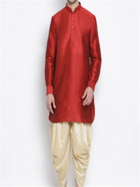 Buy Vastramay Men Maroon Pathani Kurta With Dhoti Pants Kurta Sets