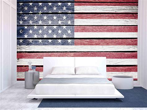Wall26 Usa American Flag Painted On Old Wood Plank Background