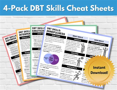 Dbt Cheat Sheet Printable Therapy Worksheet Dbt Thera