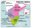 South India map with states - South states of India map (Southern Asia ...