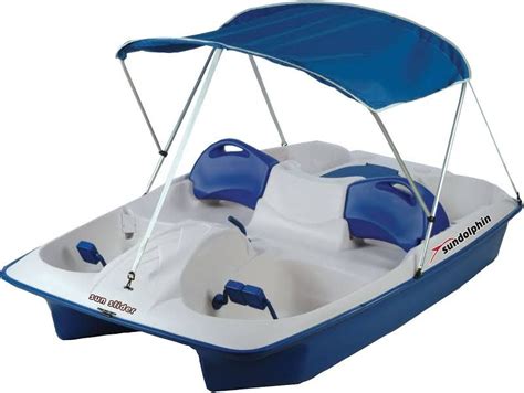 The pedal boat has a canopy shield and seats up to five people. Sun Dolphin Sun Slider 5-Seated Pedal Boat with Canopy ...