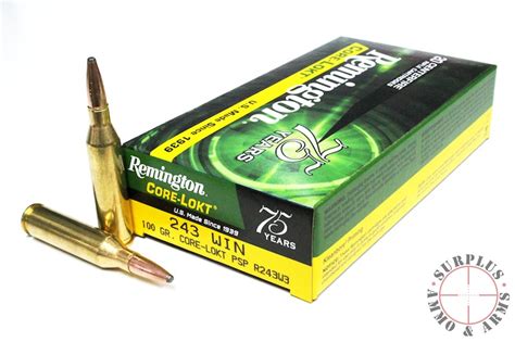 243 Winchester 100 Grain Core Lokt Soft Point Remington 20 Rounds