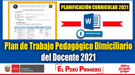 PlanificaciÓn Curricular 2021 Plan De Trabajo Pedagógico Domiciliario