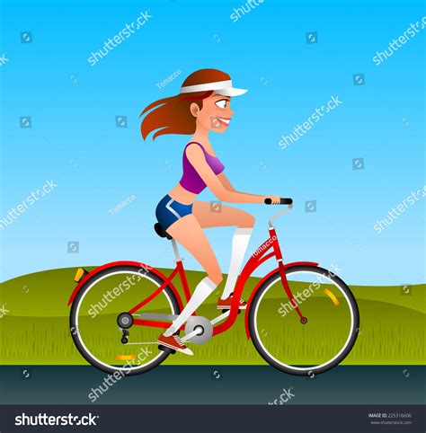 Girl Riding Bicycle Cartoon Illustration Stock Vector Royalty Free 225316606 Shutterstock