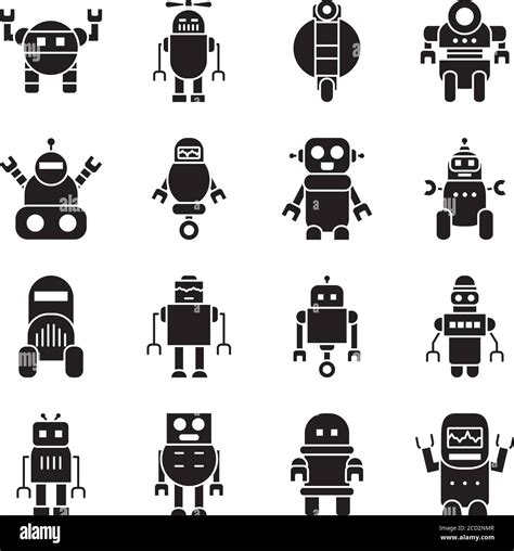 Robots With Wheels And Robotics Icon Set Over White Background