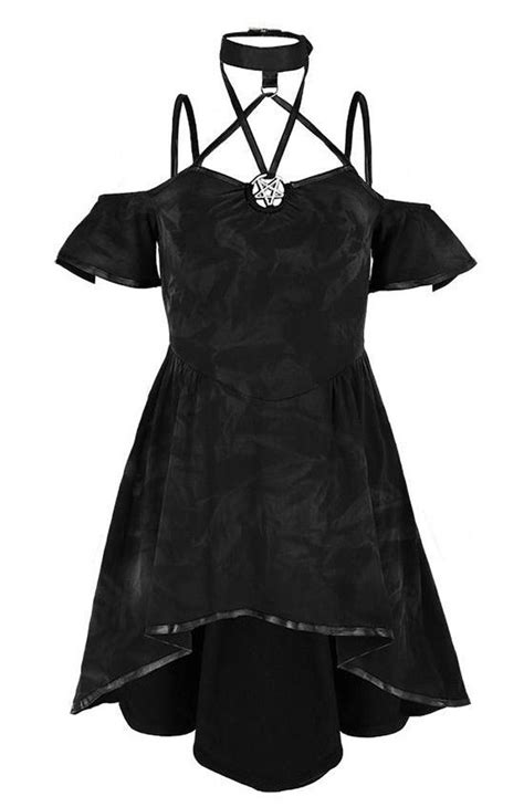Nouveau Produit Neck Harness Black Dress With Chocker And Pentagram