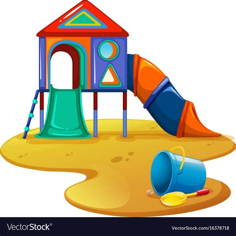 Playground With Slide And Toys Royalty Free Vector Image