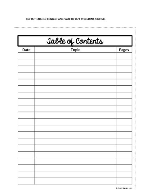 Free Printable Table Of Contents Printable Templates