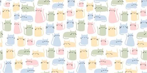 Cute Adorable Cat Kitten Pastel Cartoon Doodle Seamless Background Ai