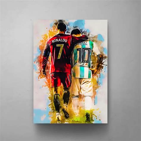 Lionel Messi And Cristiano Ronaldo Art Soccer World Cup 2022 Legends Wall Art £37 00 Picclick Uk