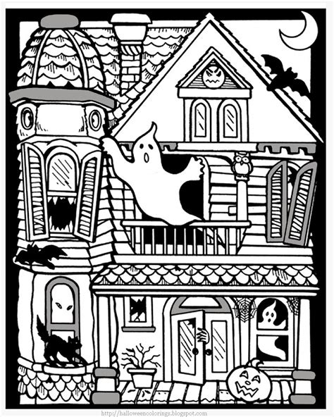 Printable halloween coloring pages: Printable Halloween Haunted House