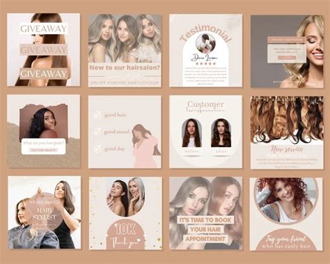 100 Hair Salon Instagram Post Canva Templates Beauty Salon Etsy