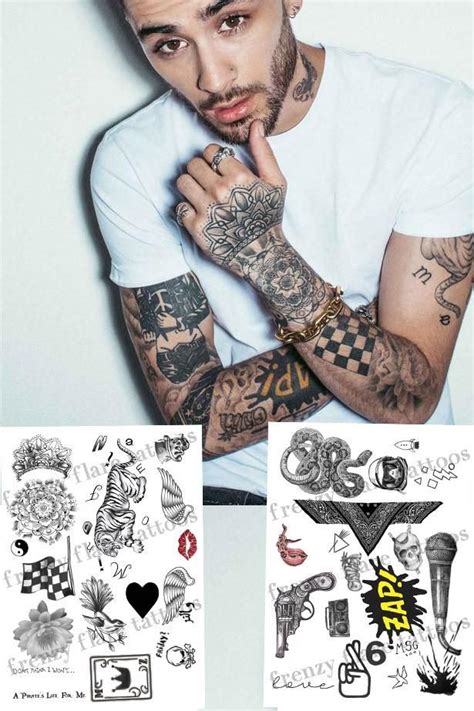 Zayn Malik Inspired Temporary Tattoos 2017 Complete Set 2 Full Pages