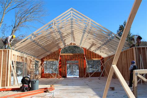 Either scissor trusses or vaulted parallel chord trusses, both of which are constructed from multiple wood members to serve as the roof structure, are used to create vaulted ceilings. Elks: Hybrid Design & Construction: The Barn Yard & Great ...