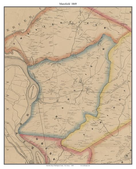 Mansfield New Jersey 1849 Old Town Map Custom Print Burlington Co