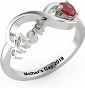 Personalized Mothers Ring with Name Infinity Simulated Birthstone Mom ...