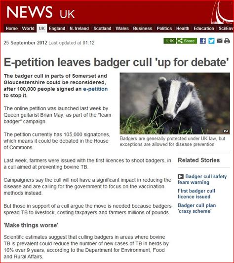 Petitions Its Not Black Or White Badger Culling For Btb Eradication