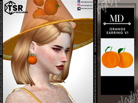 The Sims Resource Orange Earring V1 Adult