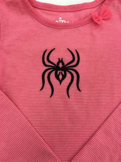 Black Widow Spider Embroidery Girls T Shirt Kids T Shirt