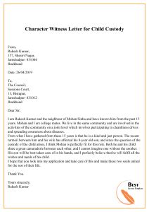 character witness letter template format sample