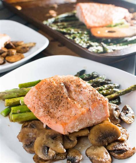 Dust work surface with flour. One-pan Salmon with Asparagus, Mushrooms, and Balsamic ...