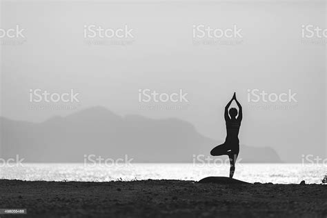 Yoga Pose Fitness Woman Exercising Silhouette Stock Photo Download